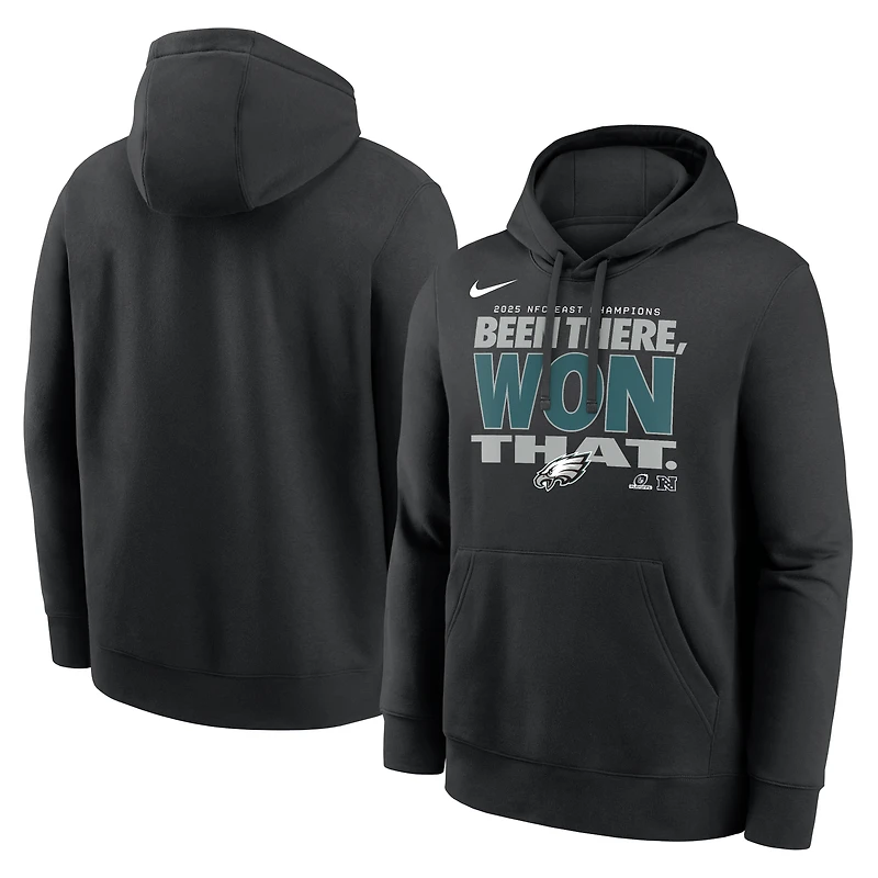 Sweat à capuche Nike noir pour homme, collection trophées des Eagles de Philadelphie, champions la division NFC Est 2025