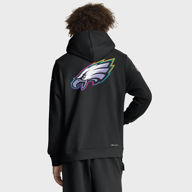 Sweat à capuche Nike noir Philadelphia Eagles 2025 NFL Crucial Catch Sideline Standard Issue Dri-FIT pour homme