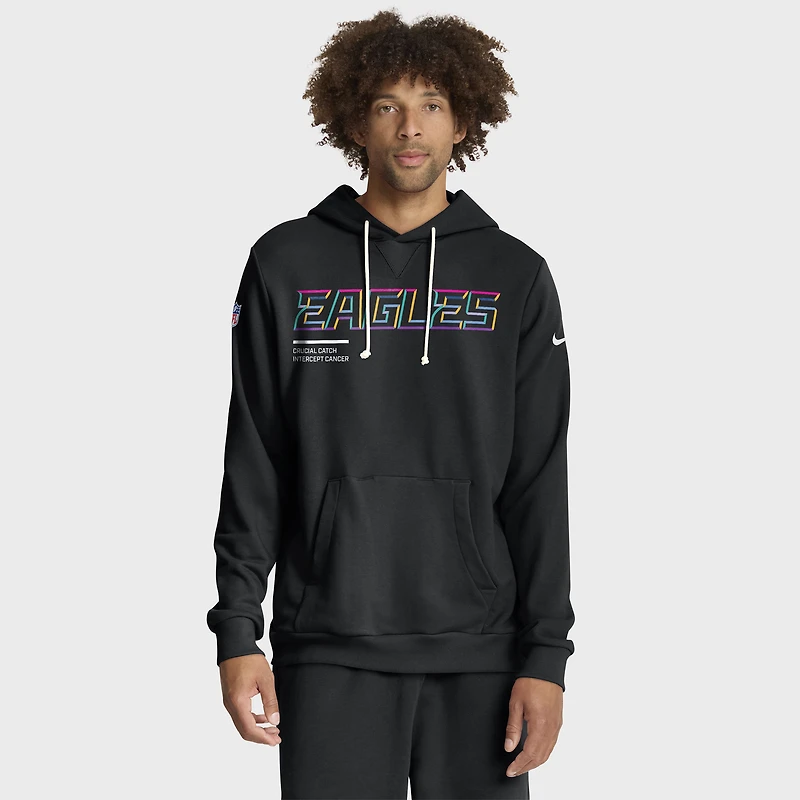 Sweat à capuche Nike noir Philadelphia Eagles 2025 NFL Crucial Catch Sideline Standard Issue Dri-FIT pour homme