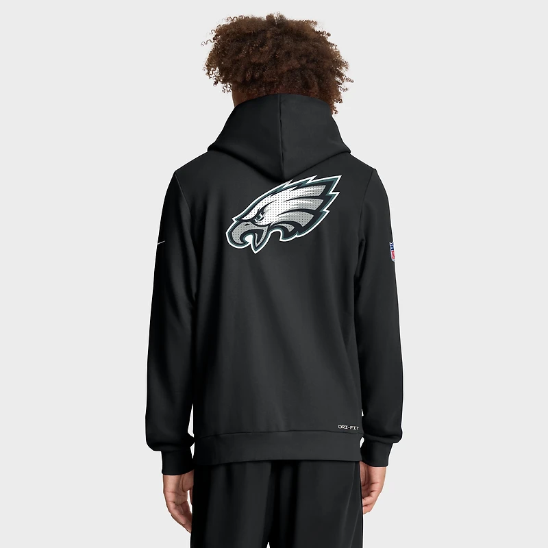 Sweat à capuche Nike noir Philadelphia Eagles 2025 Sideline Utility Player Dri-FIT entièrement zippé pour homme
