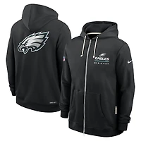 Sweat à capuche Nike noir Philadelphia Eagles 2025 Sideline Utility Player Dri-FIT entièrement zippé pour homme