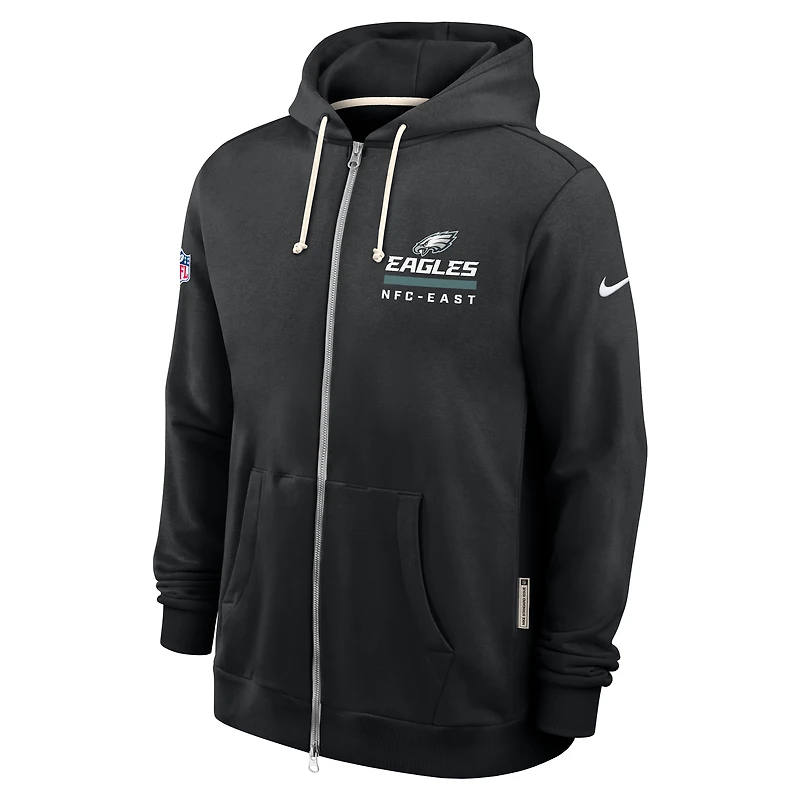 Sweat à capuche Nike noir Philadelphia Eagles 2025 Sideline Utility Player Dri-FIT entièrement zippé pour homme
