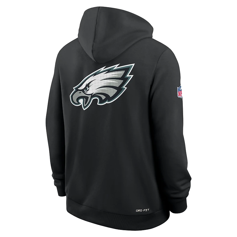 Sweat à capuche Nike noir Philadelphia Eagles 2025 Sideline Utility Player Dri-FIT entièrement zippé pour homme