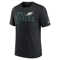 T-shirt Nike noir Philadelphia Eagles Overlap Lockup Tri-Blend pour homme