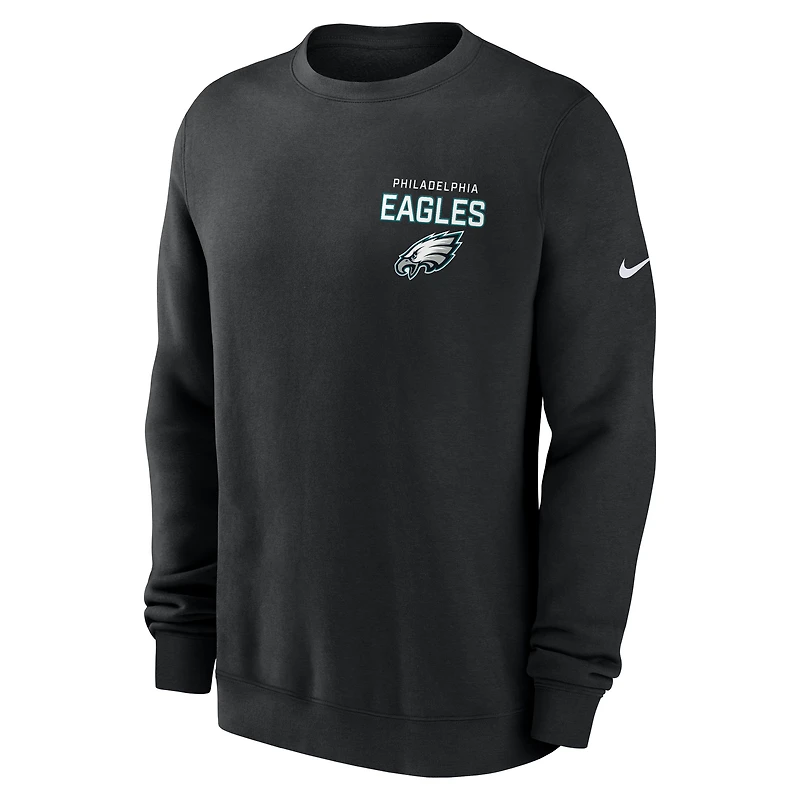 Sweat-shirt en molleton Nike noir Philadelphia Eagles Primetime Club pour homme