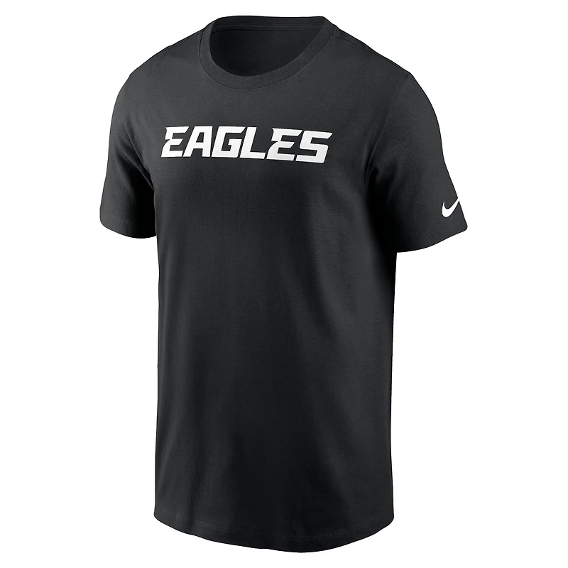 T-shirt essentiel Nike noir pour hommes des Eagles de Philadelphie Primetime Wordmark