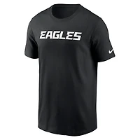 T-shirt essentiel Nike noir pour hommes des Eagles de Philadelphie Primetime Wordmark