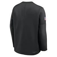 Haut Nike noir Philadelphia Eagles Sideline Coach mi-lourd à col rond Therma-FIT pour homme
