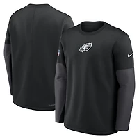 Men's Nike Black Philadelphia Eagles Sideline Coach Therma-FIT Long Sleeve T-Shirt