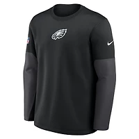 Men's Nike Black Philadelphia Eagles Sideline Coach Therma-FIT Long Sleeve T-Shirt