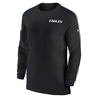 Men's Nike Black Philadelphia Eagles Sideline Coach UV Performance Long Sleeve T-Shirt