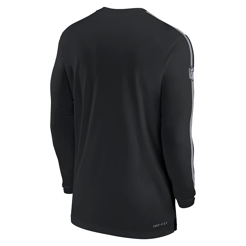 Men's Nike Black Philadelphia Eagles Sideline Coach UV Performance Long Sleeve T-Shirt