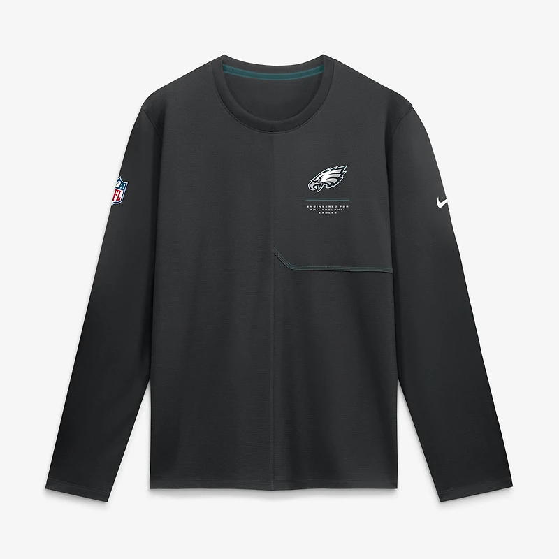 Men's Nike Black Philadelphia Eagles Sideline Coaches UV Dri-FIT Long Sleeve Shirt