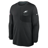 T-shirt à manches longues Nike Black Philadelphia Eagles Sideline Coaches UV Dri-FIT pour homme