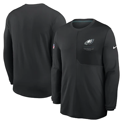 T-shirt à manches longues Nike Black Philadelphia Eagles Sideline Coaches UV Dri-FIT pour homme