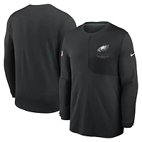 T-shirt à manches longues Nike Black Philadelphia Eagles Sideline Coaches UV Dri-FIT pour homme