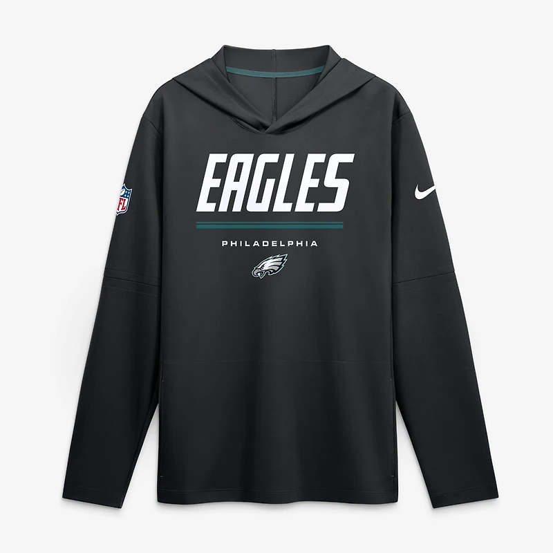 Men's Nike  Midnight Green Philadelphia Eagles Sideline Lightweight Long Sleeve Hooded Dri-FIT Top