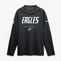 Men's Nike  Midnight Green Philadelphia Eagles Sideline Lightweight Long Sleeve Hooded Dri-FIT Top
