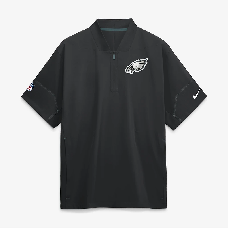 Men's Nike Midnight Green Philadelphia Eagles Sideline Short Sleeve Quarter-Zip Coaches Jacket
