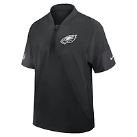 Men's Nike Black Philadelphia Eagles Sideline Short Sleeve Quarter-Zip Dri-FIT Coach Jacket