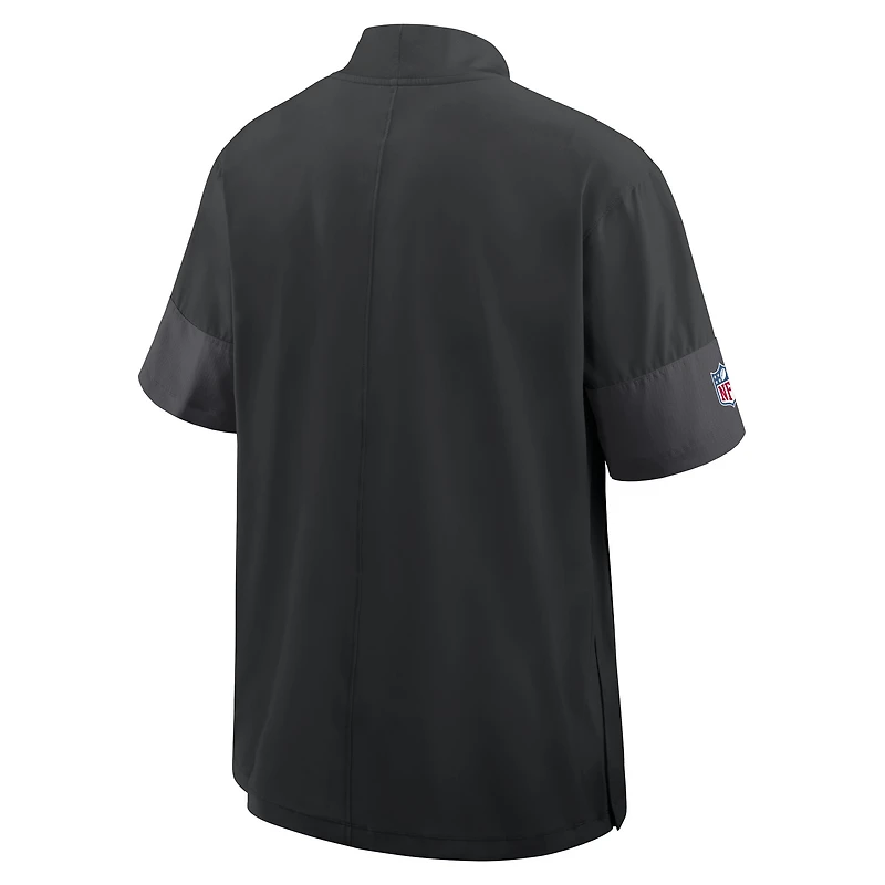 Veste d'entraîneur Nike pour homme, vert nuit, Philadelphia Eagles, manches courtes, fermeture éclair au quart, technologie Dri-FIT