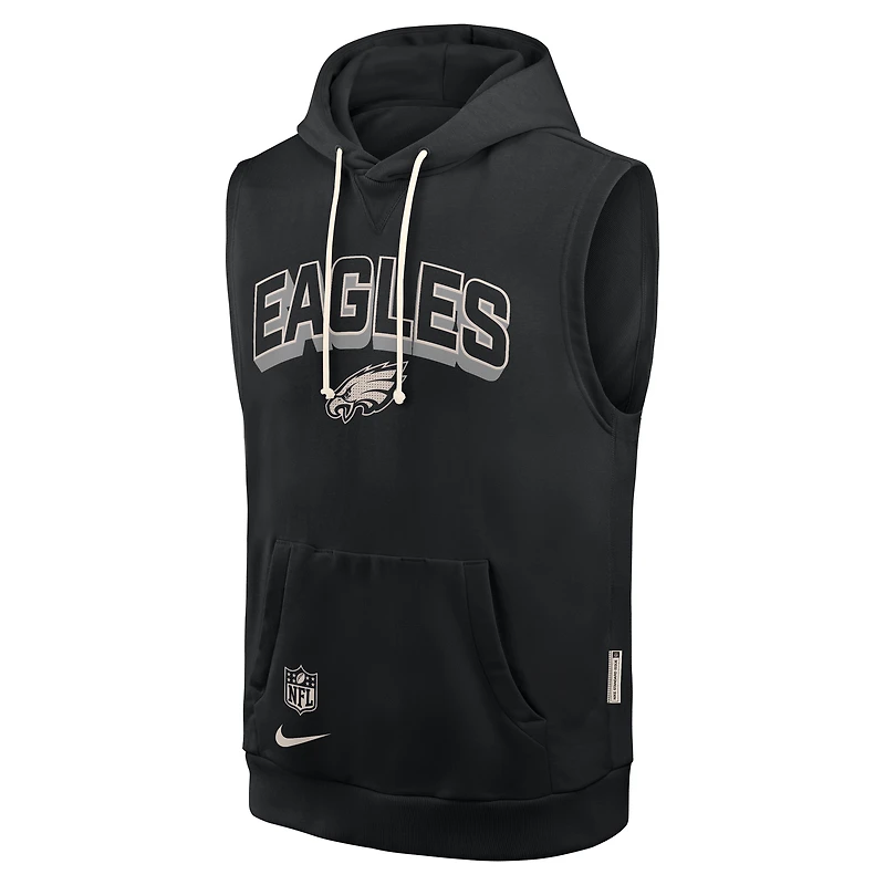 Sweat à capuche sans manches Nike Philadelphia Eagles Sideline Standard Issue Dri-FIT pour homme, noir