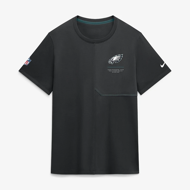 Men's Nike  Black Philadelphia Eagles Sideline UV Dri-FIT Coaches Shirt