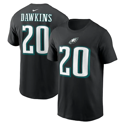 T-shirt noir avec nom et numéro du joueur retraité des Eagles de Philadelphie Nike Brian Dawkins pour homme