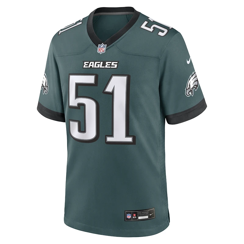Maillot de match Nike Cam Jurgens vert nuit pour homme, Philadelphia Eagles