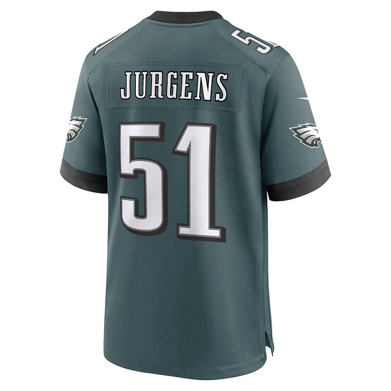Maillot de match Nike Cam Jurgens vert nuit pour homme, Philadelphia Eagles