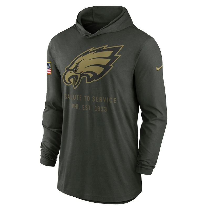 Men's Nike Forest Green Philadelphia Eagles 2025 Salute to Service Sideline Dri-FIT Hoodie T-Shirt