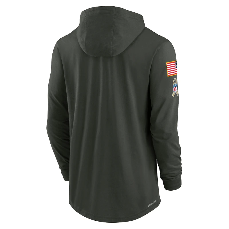 T-shirt à capuche Nike vert forêt Philadelphia Eagles 2025 Salute to Service Sideline Dri-FIT pour homme
