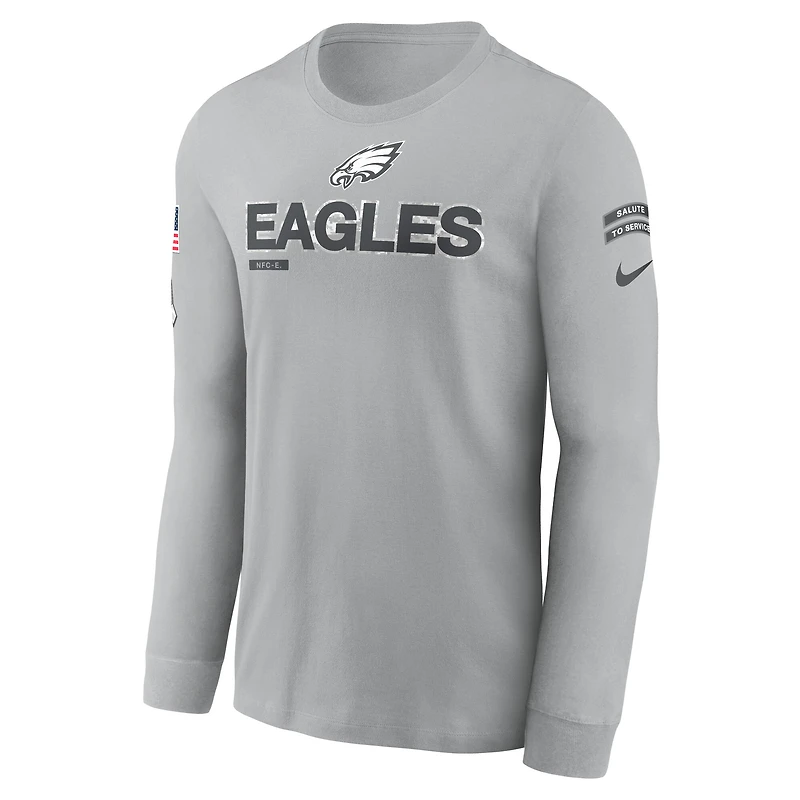 Men's Nike Gray Philadelphia Eagles 2024 Salute To Service Long Sleeve T-Shirt