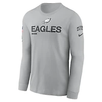 Men's Nike Gray Philadelphia Eagles 2024 Salute To Service Long Sleeve T-Shirt
