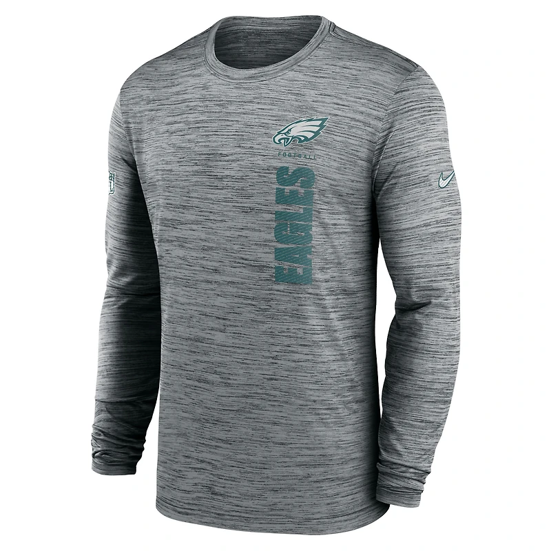 Men's Nike Gray Philadelphia Eagles Sideline Velocity Dri-FIT Long Sleeve T-Shirt