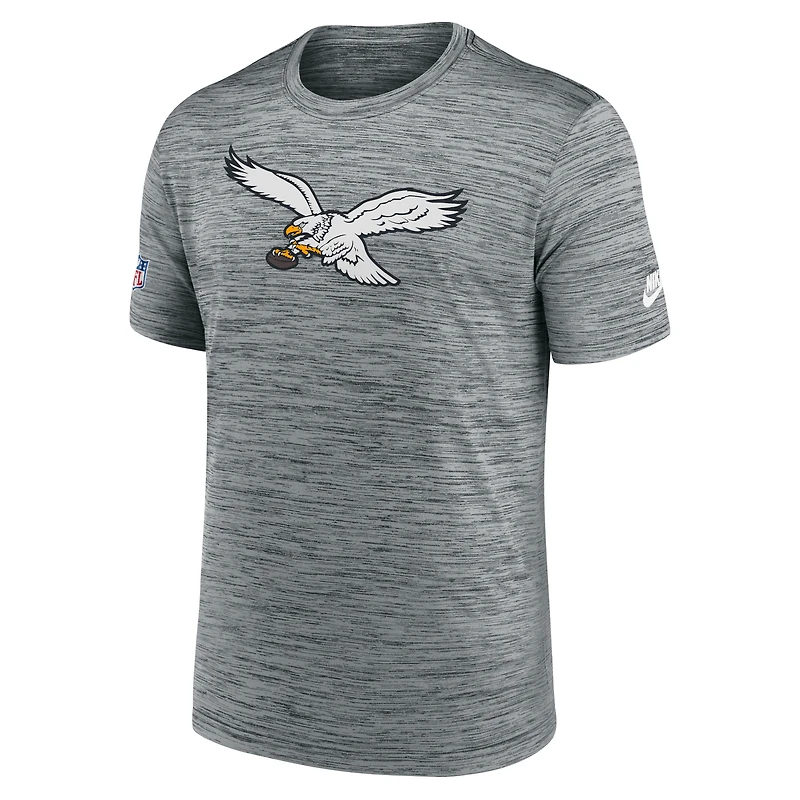 Men's Nike Gray Philadelphia Eagles Sideline Velocity Throwback Logo Dri-FIT T-Shirt