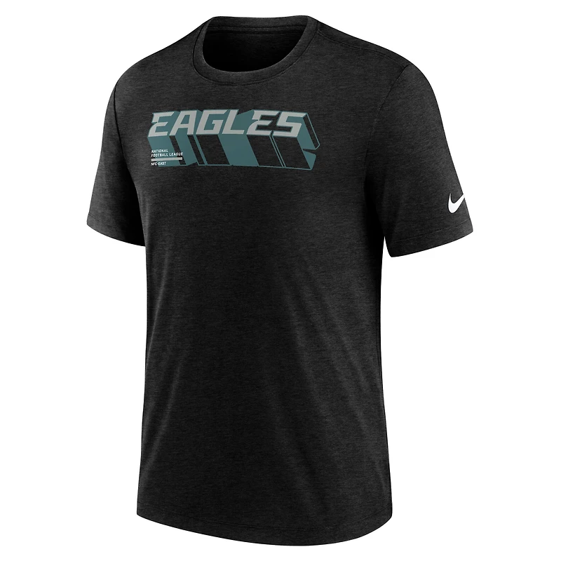 Men's Nike Heather Black Philadelphia Eagles Long Pass Tri-Blend T-Shirt