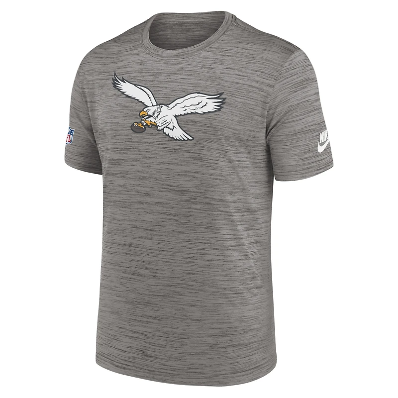 T-shirt de performance avec logo alternatif Nike Heather Charcoal des Philadelphia Eagles pour hommes