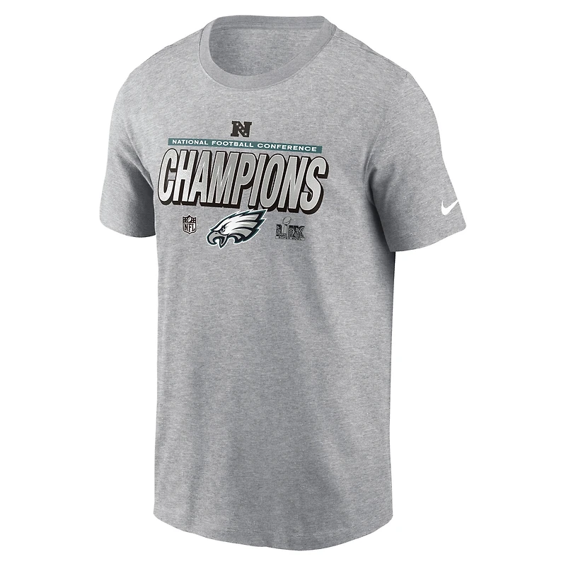Men's Nike  Heather Gray Philadelphia Eagles 2024 NFC Champions Locker Room Trophy Collection T-Shirt