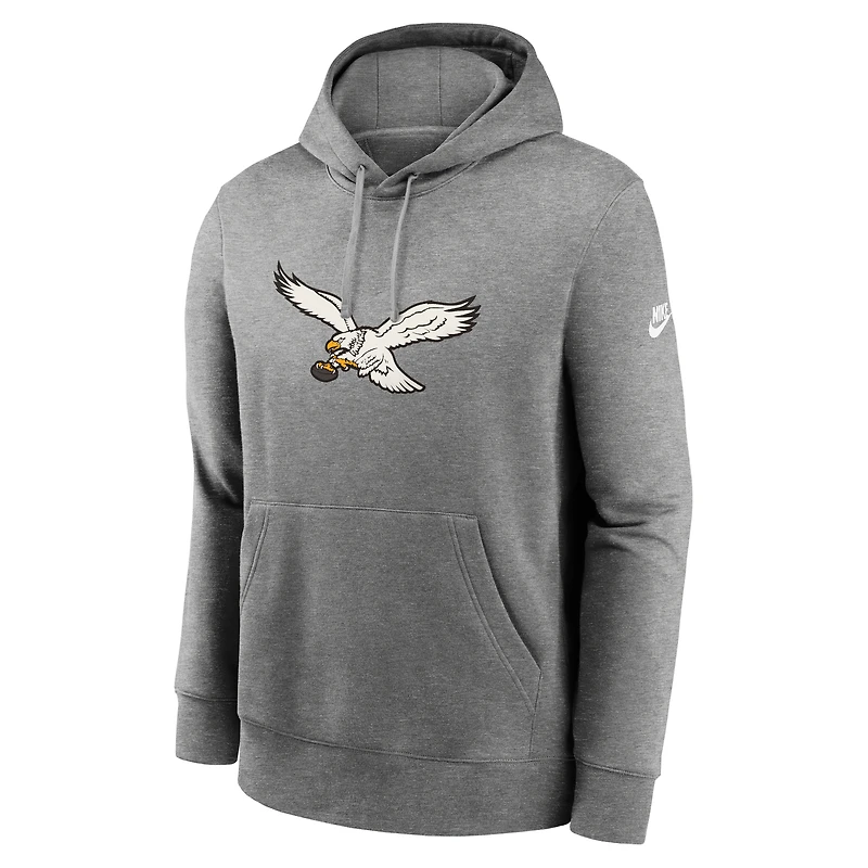 Men's Nike Heather Gray Philadelphia Eagles Rewind Club Logo Pullover Hoodie