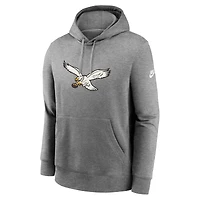 Men's Nike Heather Gray Philadelphia Eagles Rewind Club Logo Pullover Hoodie