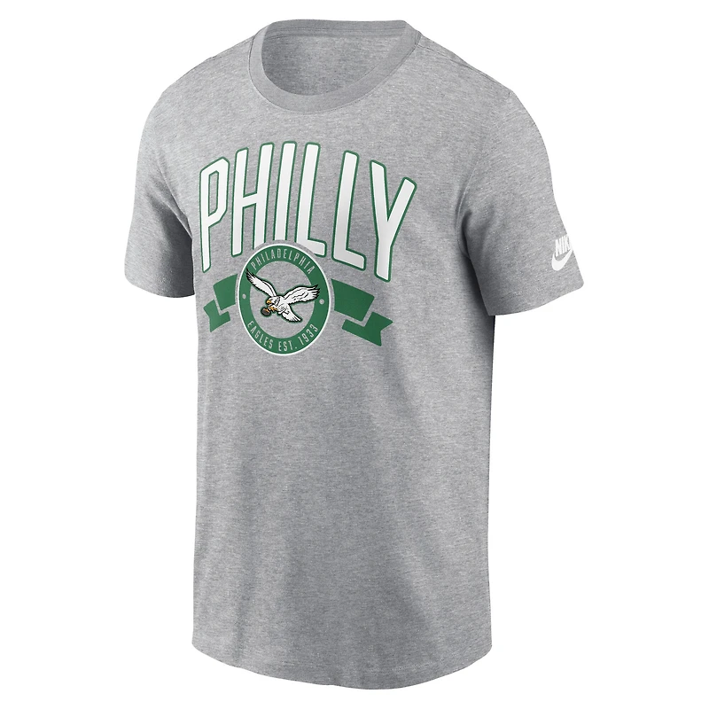 Men's Nike Heather Gray Philadelphia Eagles Rewind Front and Back Hit Essential T-Shirt