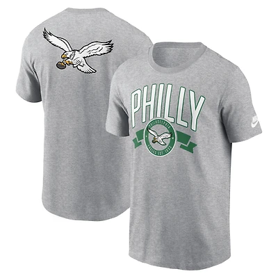 Men's Nike Heather Gray Philadelphia Eagles Rewind Front and Back Hit Essential T-Shirt