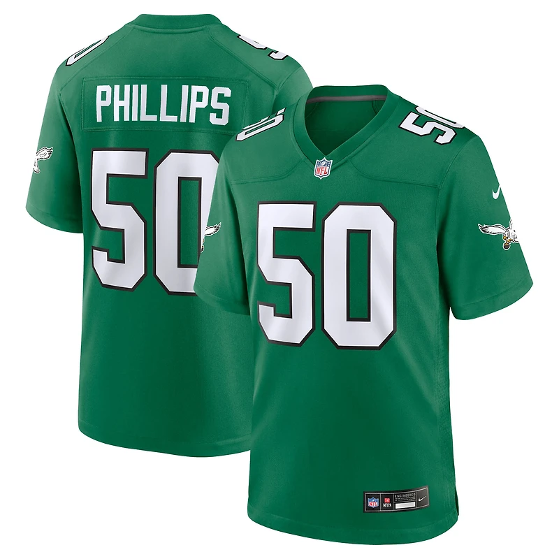 Maillot de match alternatif 2 vert Kelly Jaelan Phillips, Nike Eagles Philadelphie, pour homme