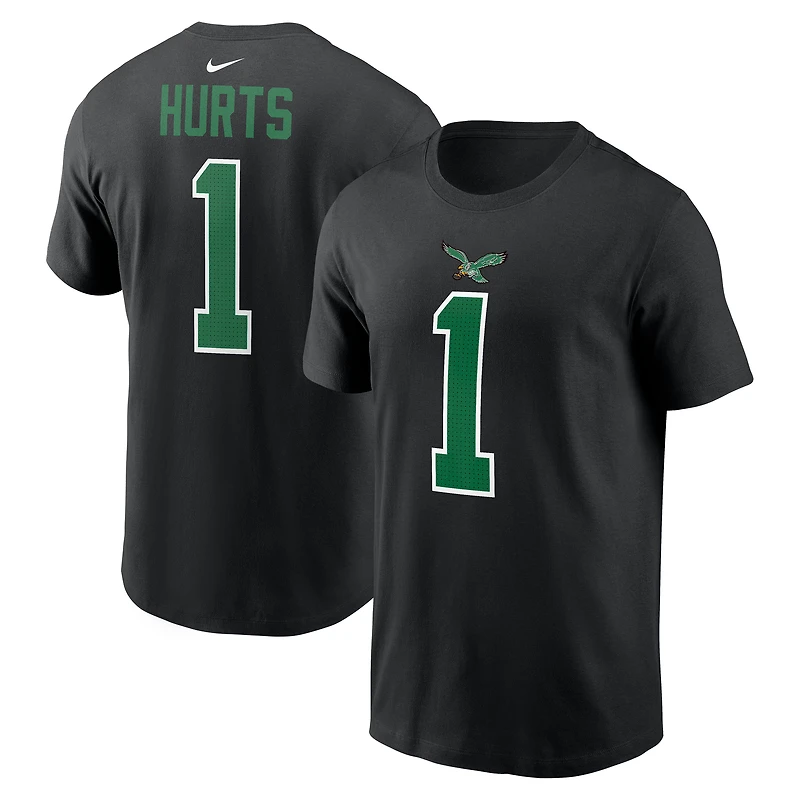 Men's Nike Jalen Hurts Black Philadelphia Eagles Player Name & Number T-Shirt