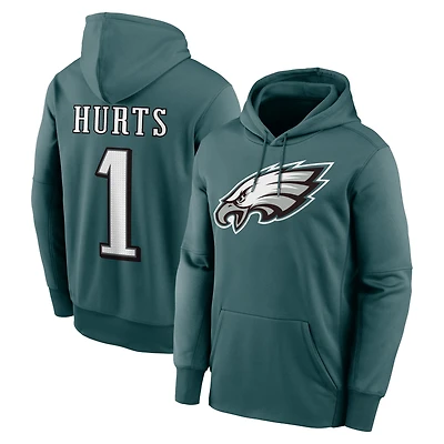 Sweat à capuche Nike Therma vert Jalen Hurts pour homme, avec nom et numéro de joueur des Philadelphia Eagles