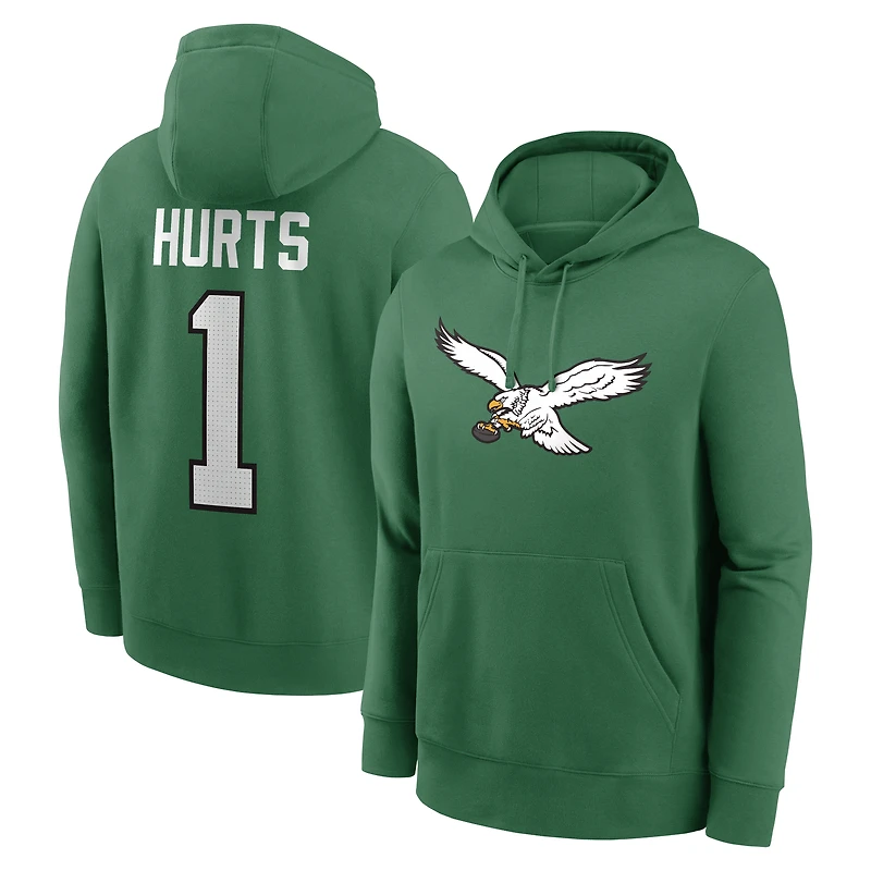 Men's Nike Jalen Hurts Kelly Green Philadelphia Eagles Name & Number Hoodie