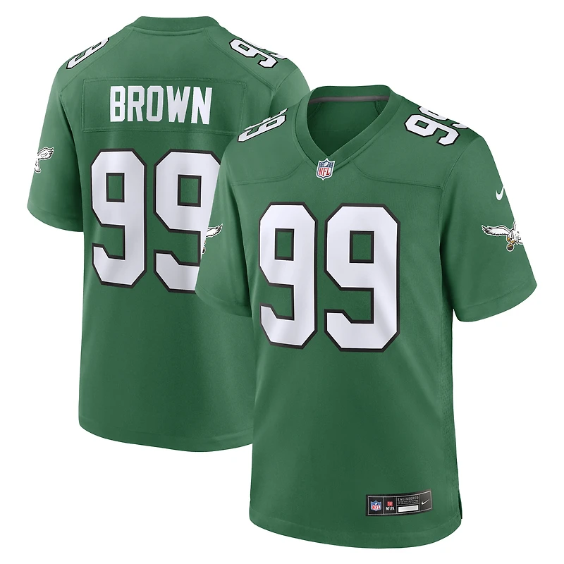 Maillot Nike pour homme, joueur retraité des Philadelphia Eagles, Jerome Brown, vert Kelly, match alternatif