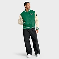 Men's Nike Kelly Green/Cream Philadelphia Eagles Rewind Legacy Full-Snap Bomber Jacket