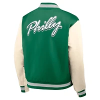 Men's Nike Kelly Green/Cream Philadelphia Eagles Rewind Legacy Full-Snap Bomber Jacket